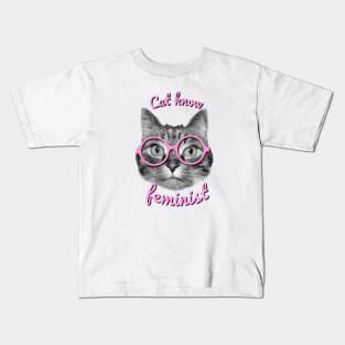 Cat know feminist cute cat design Kids T-Shirt